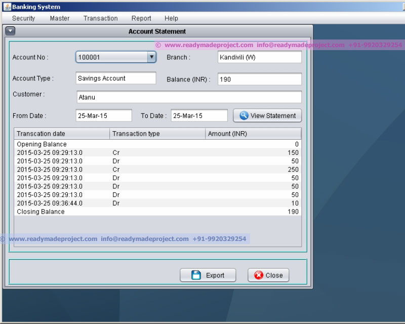 banking management system project in java with source code