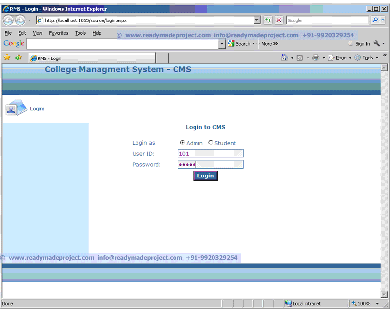 student database management system website